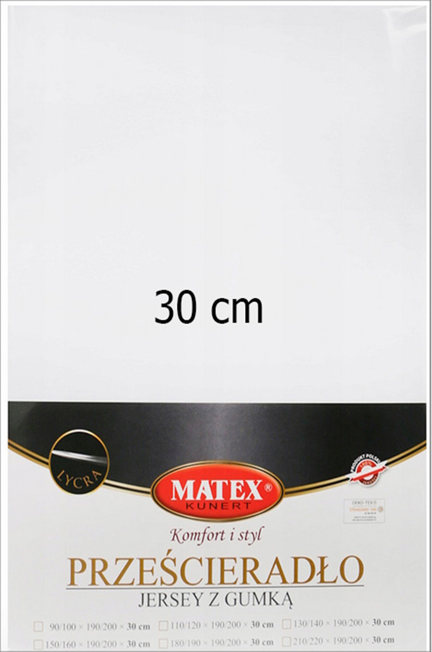 Prześcieradło jersey z gumką 30 cm – biały